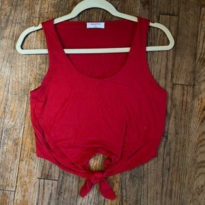 Red tie crop top